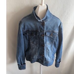 Design by Olivia Womens Medium Wash Funnel Neck Denim Jacket Size M MHDJ1442